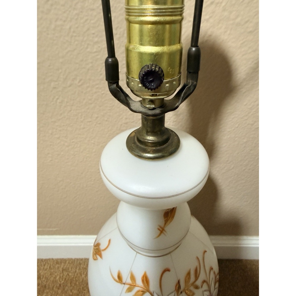 Vtg White Satin Lamp Made in Western Germany, Poseidon Fish Base On Marble 29" - Picture 4 of 16
